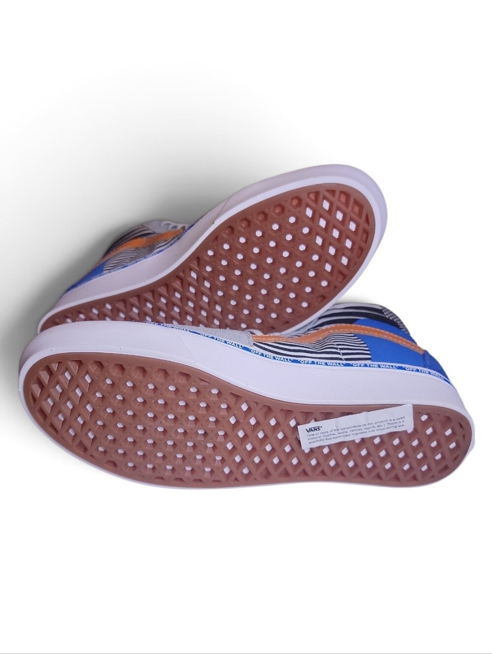 Vans Unisex High-Top Sneakers in Blue, Orange & Black Stripe - Picture 5 of 6